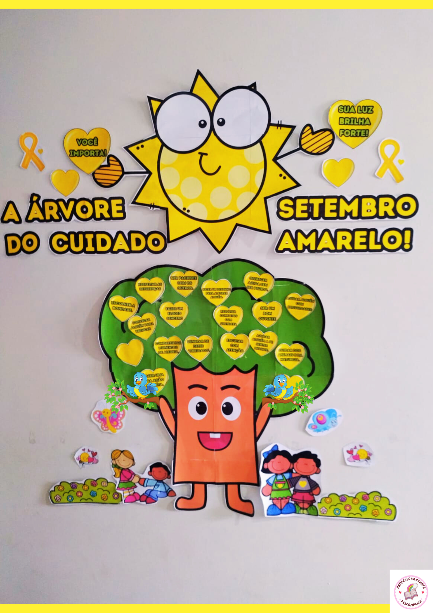 CRIANÇAS, GRAMAS, BORBOLETAS, PÁSSAROS E ABELHAS SETEMBRO AMARELO